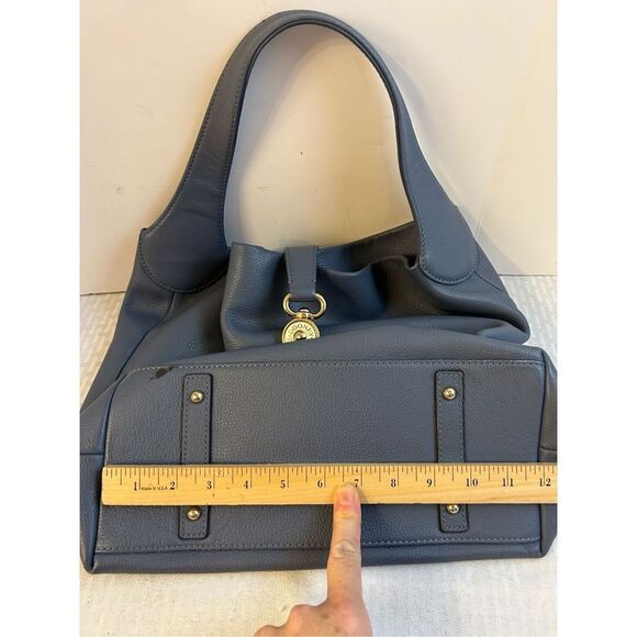 Dooney & Bourke Belvedere & Dust bag gold hook blue leather shoulder bag purse ( - Picture 8 of 16